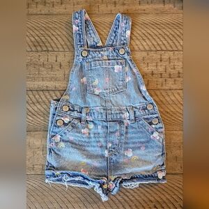 GAP Disney Minnie Mouse floral/rainbow short overalls